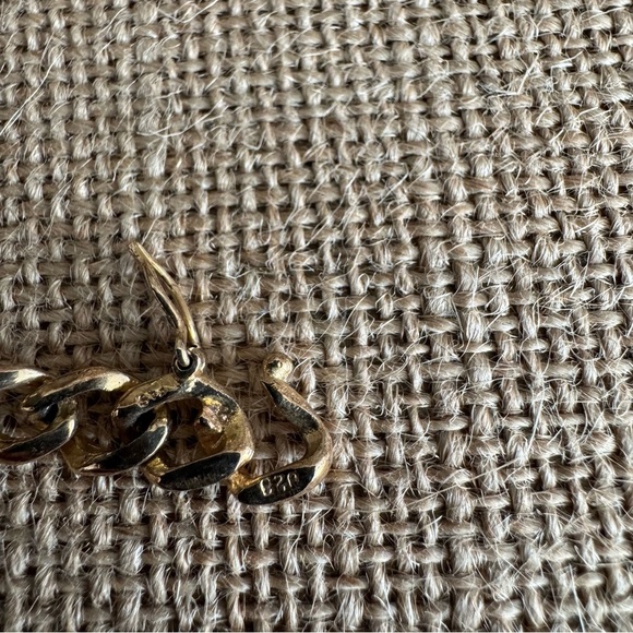 Cuban Link Heart Gold Vermeil Sterling Silver Multi-Stone Heart Link Bracelet - Picture 3 of 6